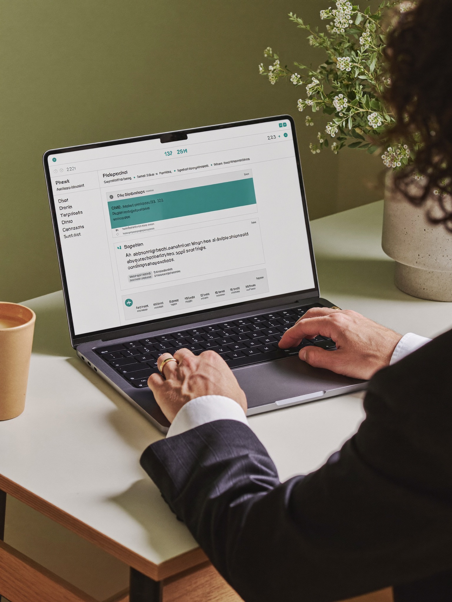 Profissional configurando fluxo de e-mail marketing em laptop
