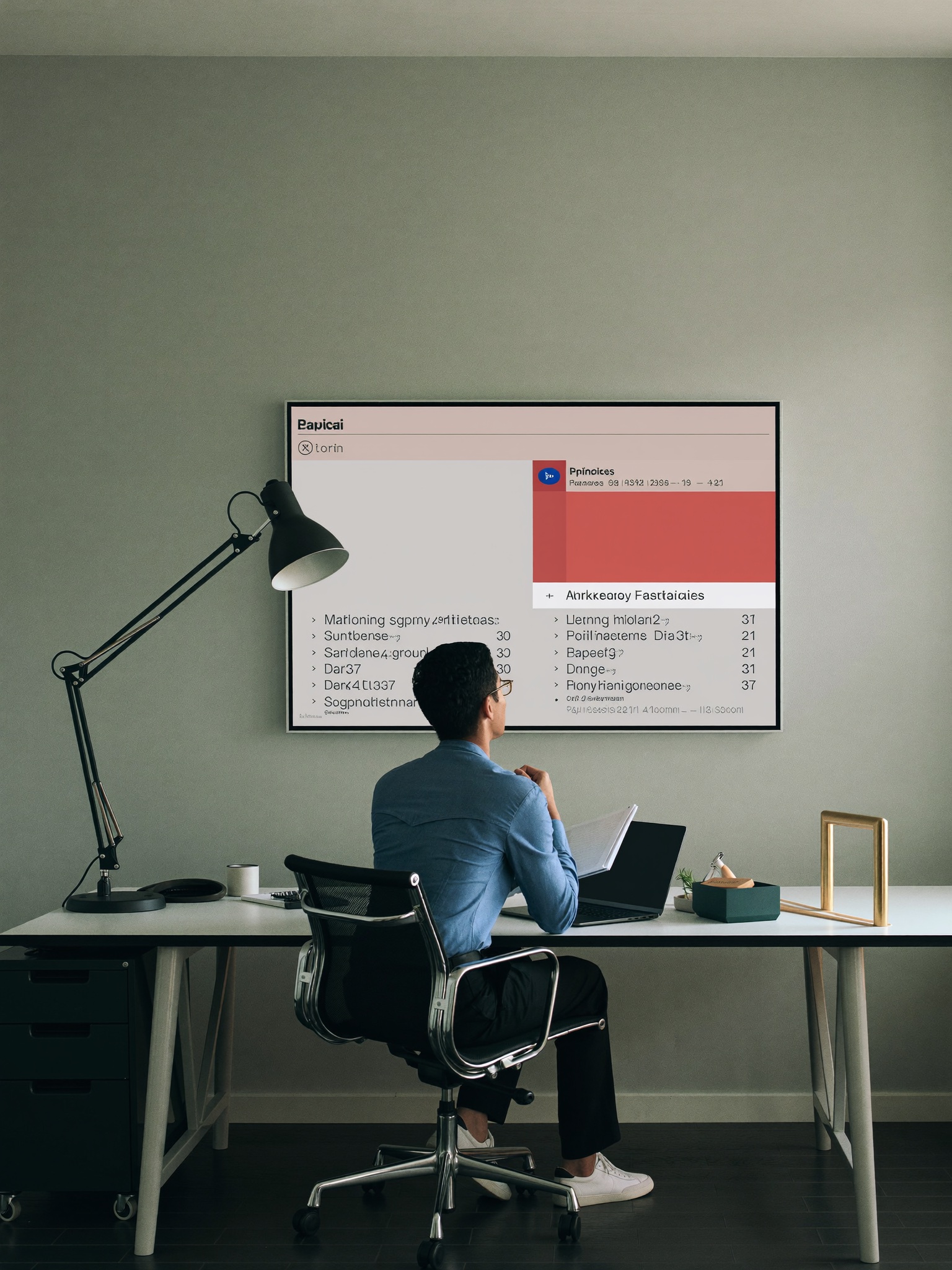 Equipe de marketing revisando objetivos e canais em quadro branco