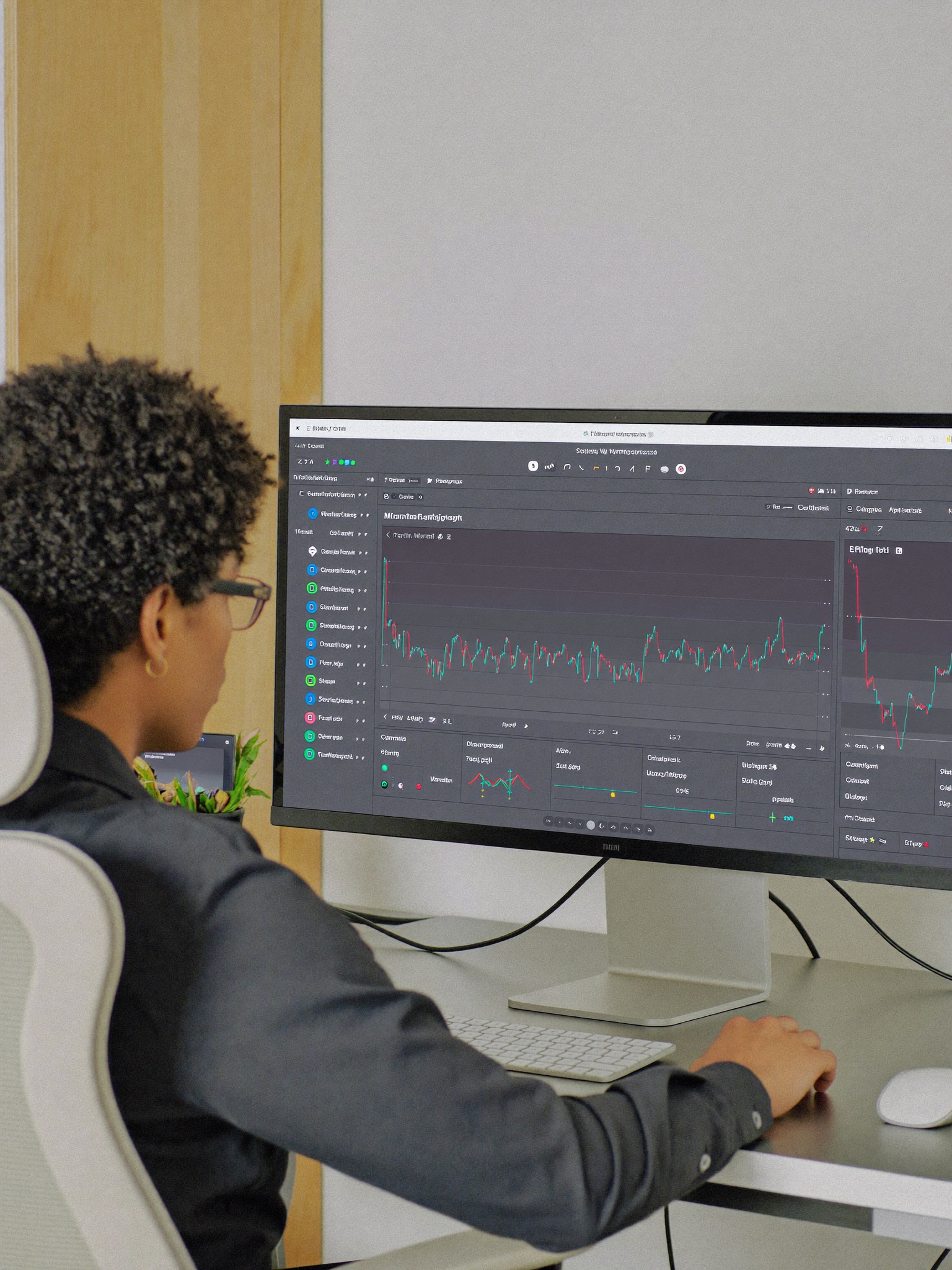 Engenheiro monitorando saúde de aplicação em dashboard